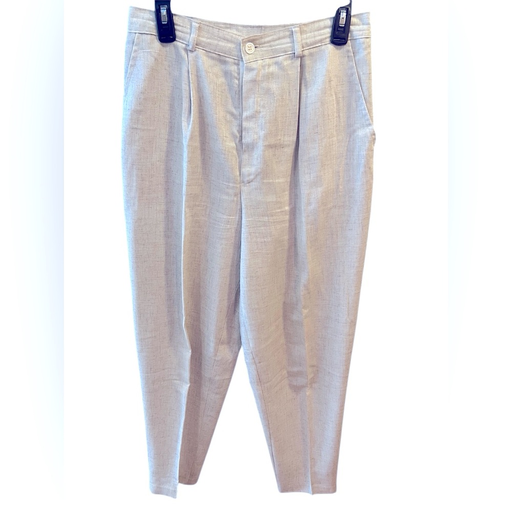 Vintage Cream Linen Like Casual Straight Leg Pants by Jaclyn Smith.  Size = 12.